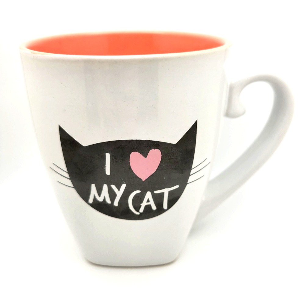 I Love My Cat Ceramic Coffee Mug 20 oz‎ White Oversized Crazy Cat Lady
